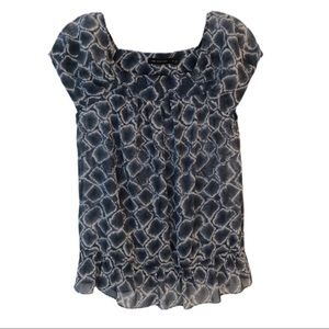 THE LIMITED Blue White Baby Doll Top